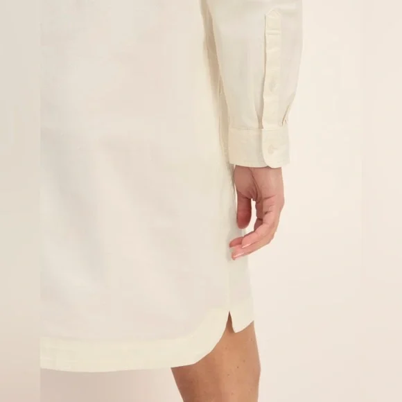 🎀 NWT EVERLANE organic cotton The Long-Sleeve Utility Mini Dress XS in bone - Picture 14 of 16